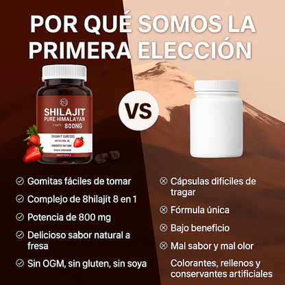 Energía estable y claridad mental todo el día, sin café ni estimulantes - Shilajit Gominolas