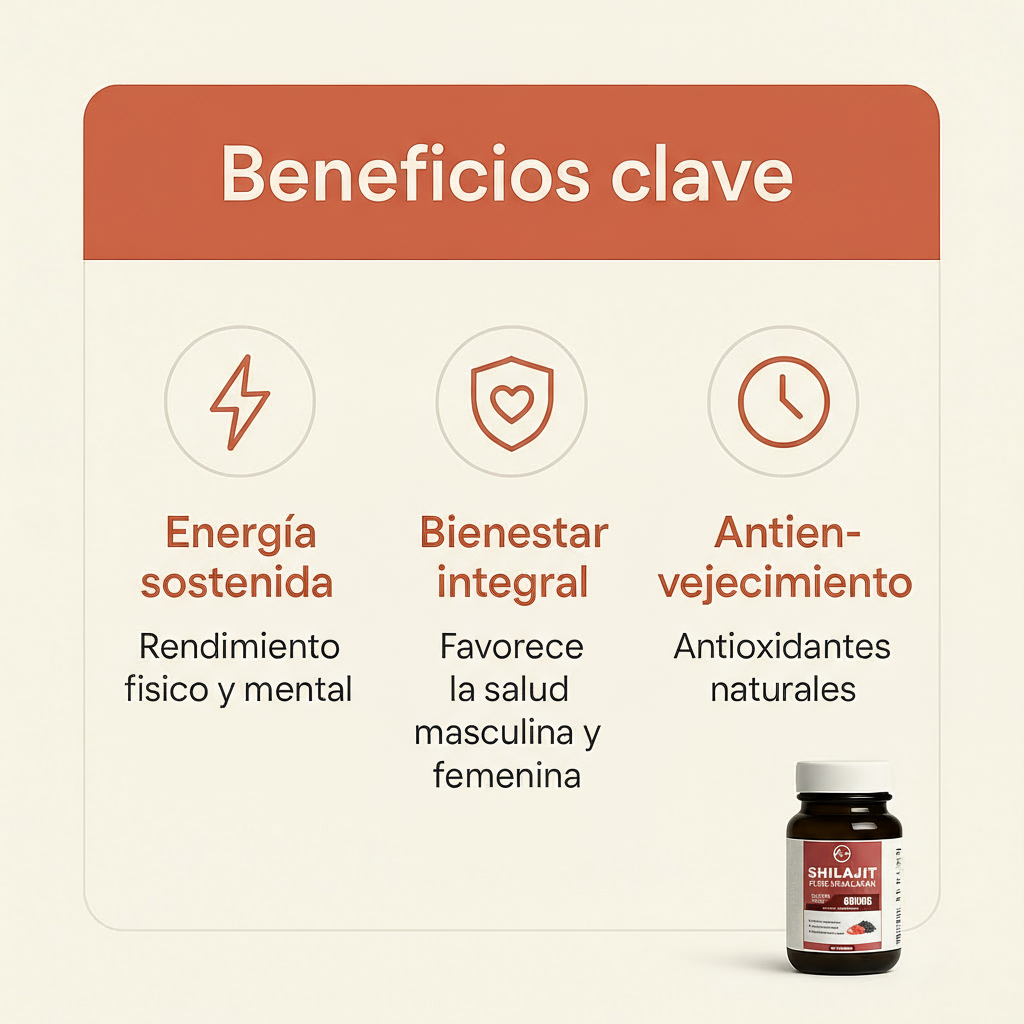 Energía estable y claridad mental todo el día, sin café ni estimulantes - Shilajit Gominolas