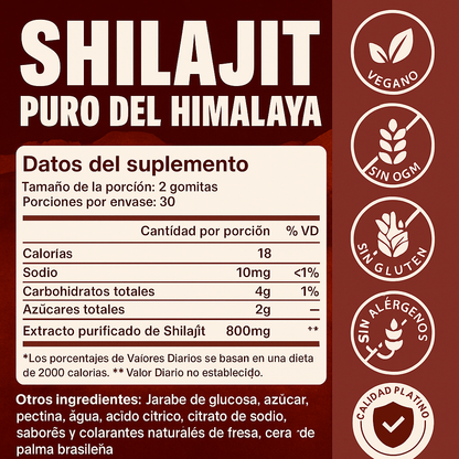 Energía estable y claridad mental todo el día, sin café ni estimulantes - Shilajit Gominolas
